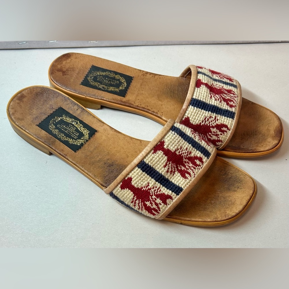 Stylish Red and Blue Patterned Women's Sandals